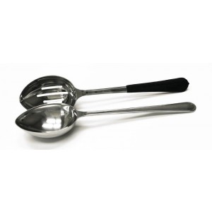 4 oz., 12" Portion Control Solid Spoon w/ Black Handle