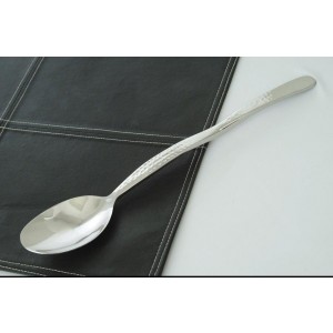 13" Stainless Steel Solid Serving Spoon w/ Pounded Finish