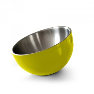 Serving bowl slightly inclined,  insulated double wall,  yellow,  18cm