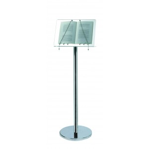 Plexy and stainless steel menu stand.