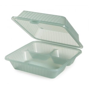 9" x 9" 3-Compartment Food Container, 3.5" Deep