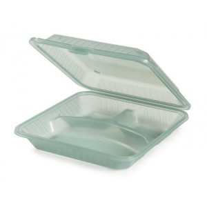 9" x 9" 3-Compartment Food Container, 2.75" Deep
