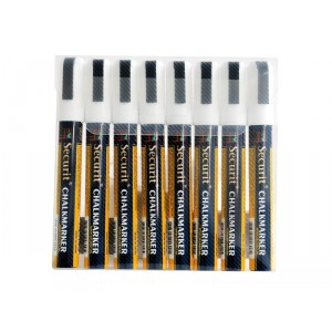 Securit Liquid chalkmarker white set of 8 - medium 2-6mm Nib - Wallet