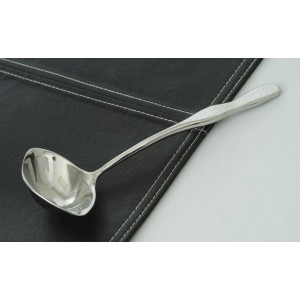 1 oz., 7" Stainless Steel Solid Sauce Ladle w/ Pounded Finish