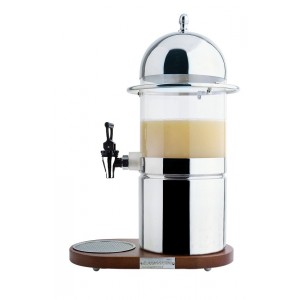 Refrigerated fruit-juice dispenser
with extractable plexy container.
Wood base. H cm 57 - L cm 38x22 - Lt
6