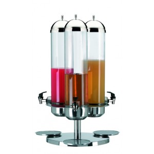 Turning refrigerated fruit juice
dispenser. Stainless steel structure
and base. H cm 76 - Ø cm 52 - Lt
5+5+5