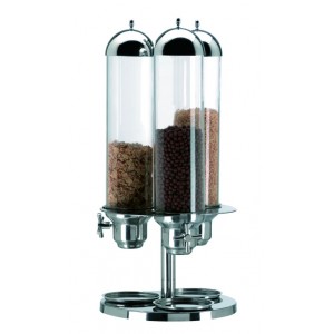 One-portion turning cereal dispenser.
Stainless steel structure and base. H
cm 73 - Ø cm 33 - Lt 5+5+5