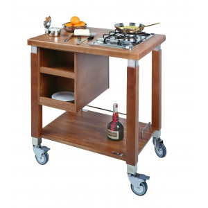 Trolley arranged for cooking hob; Cooking hob not included.