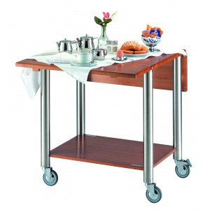 Room and restaurant service trolley, with two reclining surfaces.