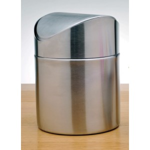 4.75" Stainless Steel Mini Trash Can, 4.75" Flip Lid, 6" tall
