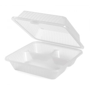 9" x 9" 3-Compartment Food Container, 3.5" Deep
