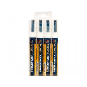 Securit Liquid chalkmarker white set of 4 - medium 2-6mm Nib - Wallet