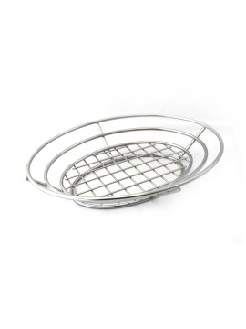 11" x 8" Oval Basket w/ Wide Raised Grid Base, 2.25" Tall
