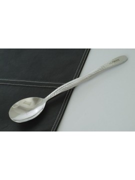 10" Stainless Steel Solid Serving Spoon w/ Pounded Finish