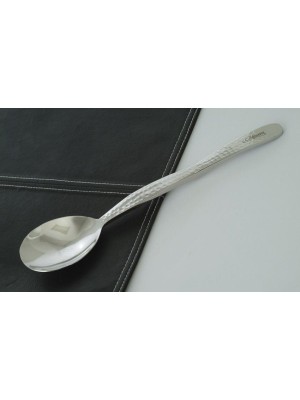 10" Stainless Steel Solid Serving Spoon w/ Pounded Finish