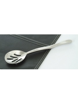 10" Stainless Steel Slotted Serving Spoon w/ Pounded Finish