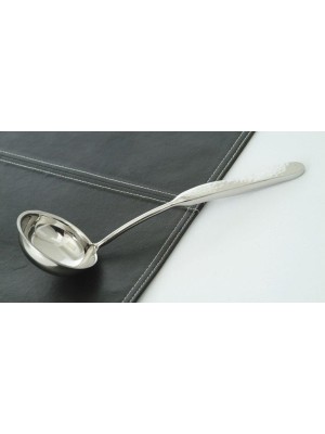 2 oz., 10" Stainless Steel Solid Soup Ladle w/ Pounded Finish