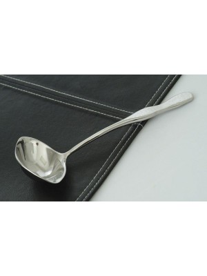 1 oz., 7" Stainless Steel Solid Sauce Ladle w/ Pounded Finish