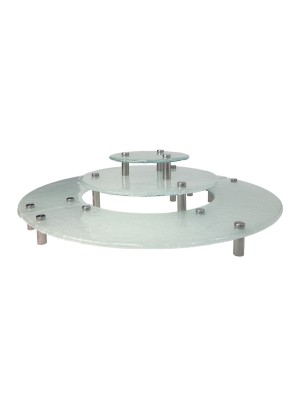 Frosted Glass Round Risers, Three levels, Stainless Steel Legs Frosted Glass Round Risers, Three levels, Stainless Steel Legs