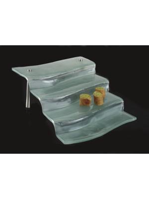 17" x 14" Frosted Glass Stairs w/ Stainless Steel Legs, 4 Levels 17" x 14" Frosted Glass Stairs w/ Stainless Steel Legs, 4 Levels