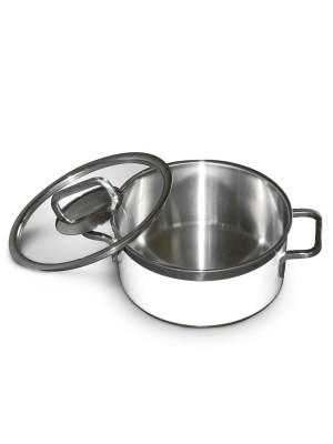 Stew pan including glass lid,  round,  white,  3.1Ltr