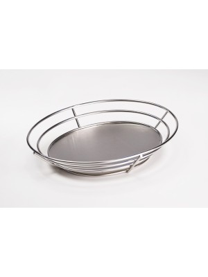 11.25" x 8.25" Oval Basket w/ Raised Solid Bottom, 2.25" Tall