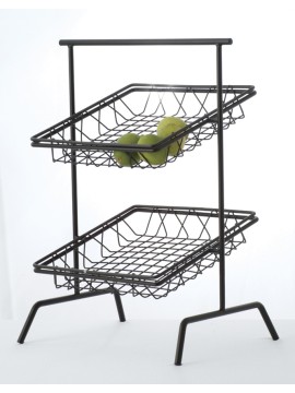 12" Black Square 2-Tier Basket Stand (fits WB-103B, WB-105B)