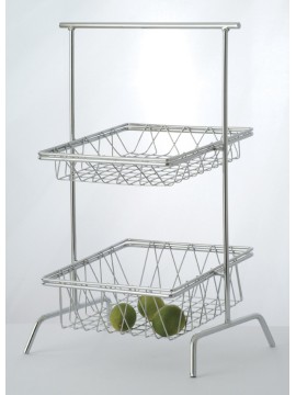 12" Chrome Square 2-Tier Basket Stand (fits WB-104C, WB-106C)