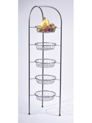 16" x15.5 Gray Round 5-Tier Butler Stand, 60" tall (fits IR-905 basket)