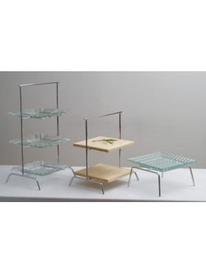 15.75" x 12" Chrome 2-Tier Riser, 19" tall (fits BCB-101, GL-SQFCRN12, CD-3042)