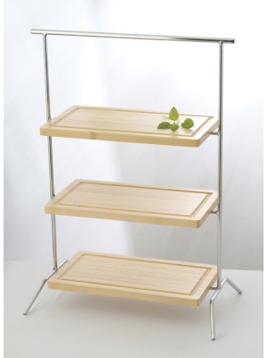 20" x 9.25" Chrome Rectangular 2-Tier Riser, 19" tall (fits CD-1100, BCB-100)