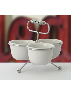Chrome Condiment Stand w/ 3 16 oz. Bowls (fits CD-2004)