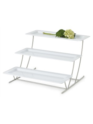 3-Tier Cascading Stand with 6 pieces of 21.5" x 8.25" ML-226-W, (stand dimensions 19.75" x 17.75", 14.25" tall, 19.5" x 6" tier dia.)