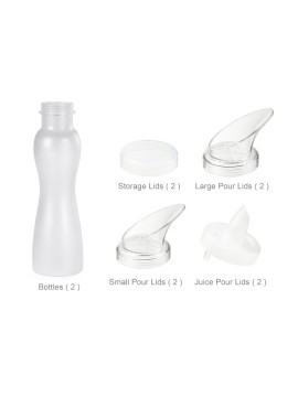 12 pc. Set – 2 (Two) 32 oz. Salad Dressing Bottles, 2 Clips & 8 Lids