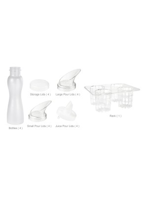 25 pc. Set – 1 (One) Rack, 4 (Four) SDB-32 Bottles, 4 Clips & 16 Lids