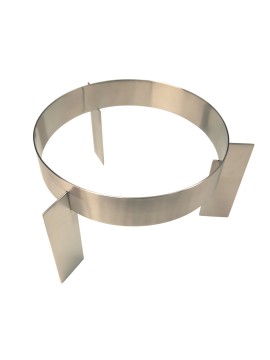 Stainless steel , 18/8 round riser, with banded legs,satin finish,Ring ID 10"    7" h