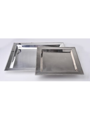 14" Stainless Steel Square Tray w/ Mirror Finish.