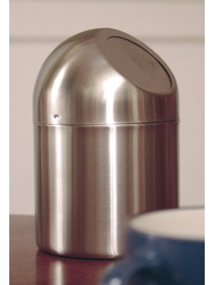 4.75" Stainless Steel Table Top Trash Can, 4.75" Flap Lid, 7.5" tall