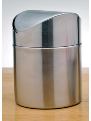 4.75" Stainless Steel Mini Trash Can, 4.75" Flip Lid, 6" tall