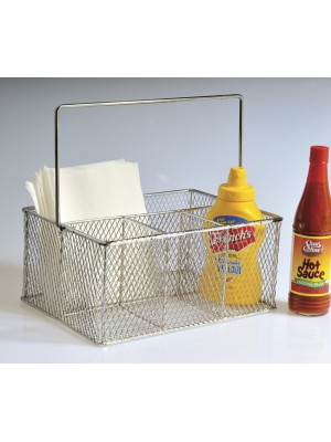 9.375" x 6.875 Mesh Wire Flatware Basket, 4.5" Deep