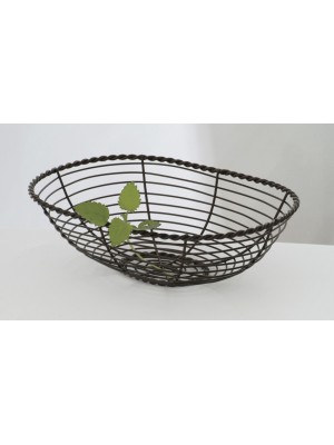 10" x 7" Oval Black Wire Basket, 3" Deep