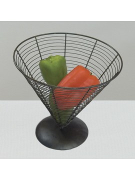 9.5" Black Wire Cone Basket w/ Screw On Base, 9.25" Tall