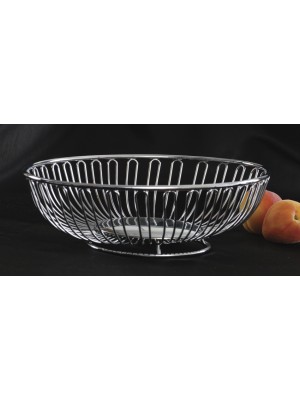 11" x 8.75" Oval Chrome Wire Basket, 3" Deep