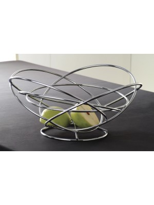 13" Intercircle Chrome Wire Basket w/ Wire Base, 3.125" Deep