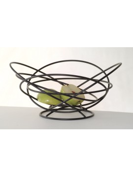 13" Intercircle Black Wire Basket w/ Wire Base, 6.125" Deep