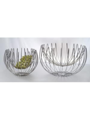 19" Suspended Chrome Wire Basket, 11.5" Tall