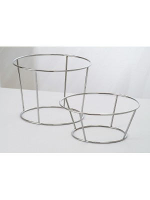 9.5" Chrome Wire Plate Holder, 10" top dia., 8.25" bottom dia., 7" tall 9.5" Chrome Wire Plate Holder, 10" top dia., 8.25" bottom dia., 7" tall
