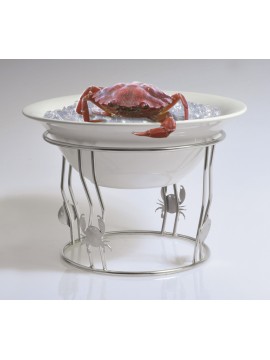 8.5" Wire Stand for Bowl Display, Includes Fish and Crab Ornaments, 6" tall