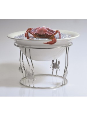 8.5" Wire Stand for Bowl Display, Includes Fish and Crab Ornaments, 6" tall
