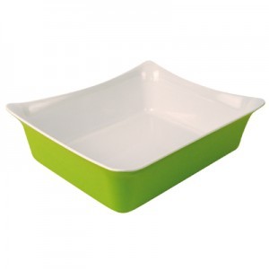 Green/White 1/2 Sz Melamine Fleur Crock w/SF 4L